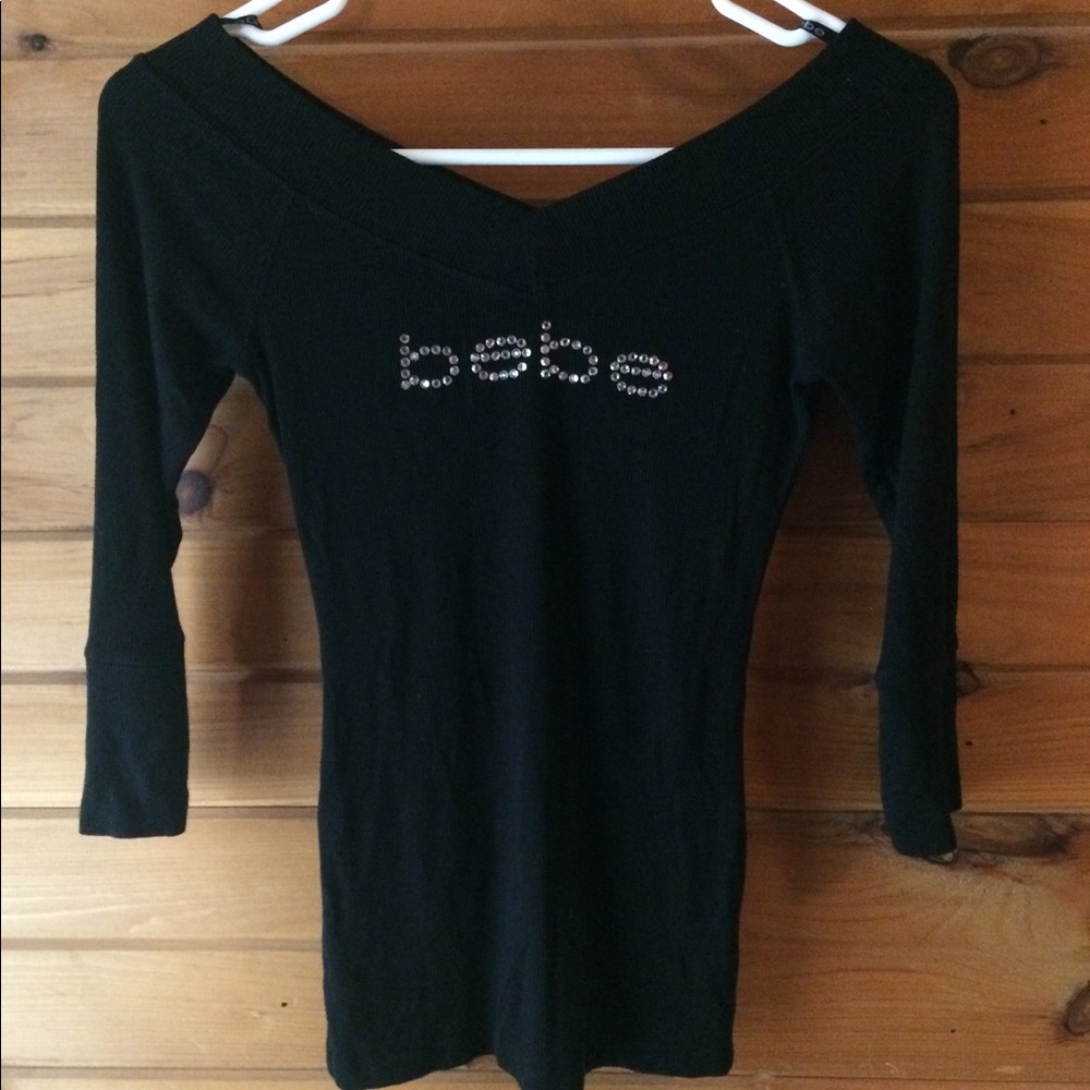 off the shoulder bebe shirt